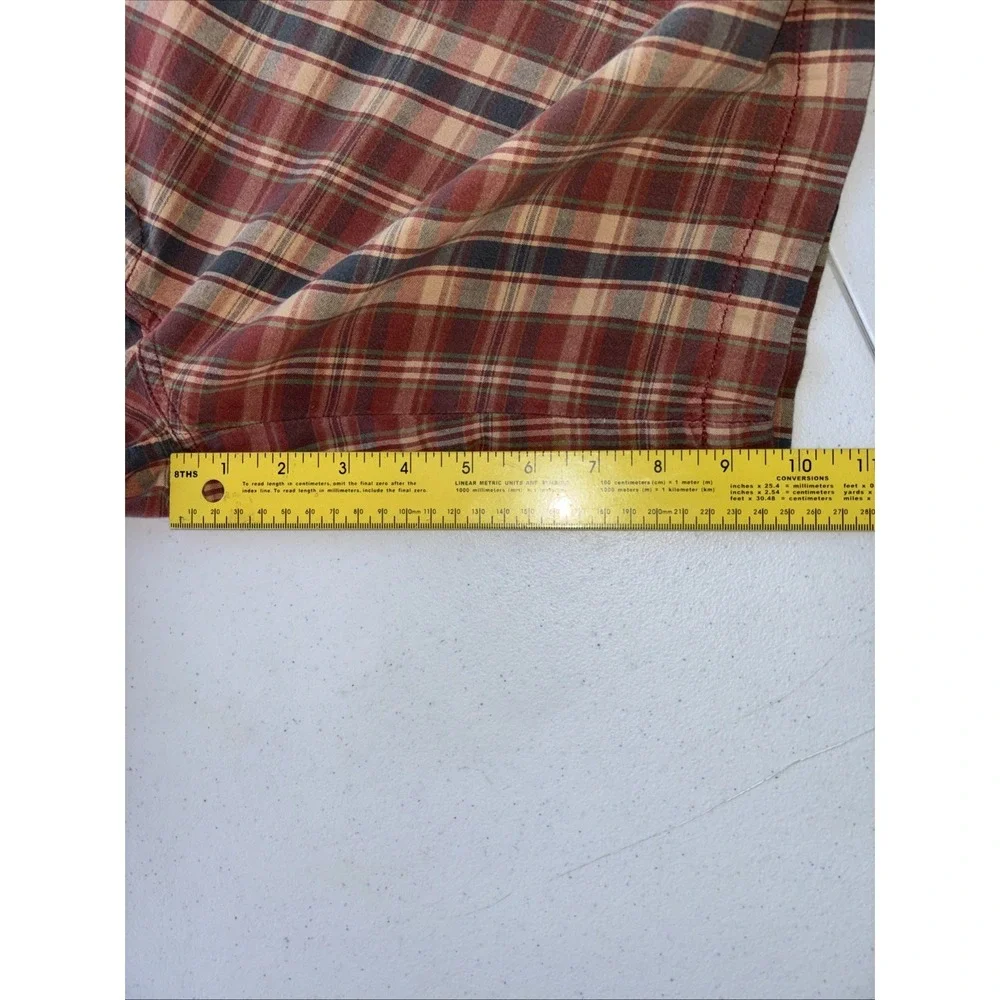 IZOD Men's Plaid Cotton Shorts Brown Beige Blue Button Closure 34